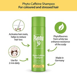 Plantur 39 Caffeine Shampoo Prevents and Reduces Hair Loss 2x 250ml | For Couloured and Stressed Hair | Unique Galenic Formula Supports Hair Growth | Women Hair Care Made in Germany