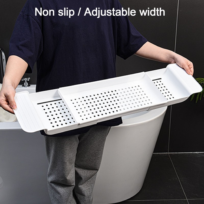 Expandable Bath Shelf Multi Function Storage Adjustable Bathtub Caddy Tray