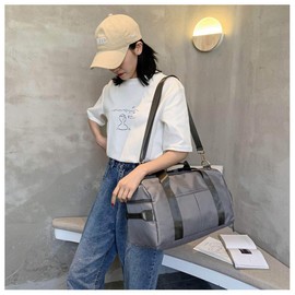 Sharemee - Dry Wet Separated Sports Duffel Bag, Gym Bags with Wet Pocket and Shoe Compartment for Travel Overnight Women/Man (Dark Gray)