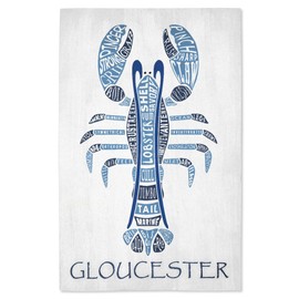 Lantern Press 16x24 Inch Giclee Print, Gloucester, Massachusetts, Blue Lobster, Typography