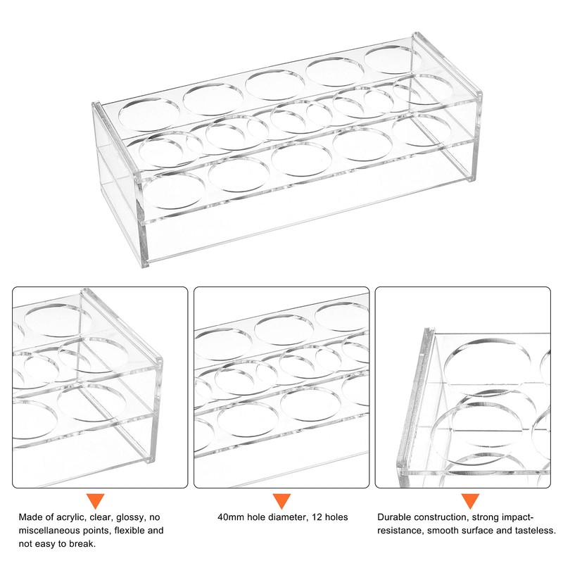 sourcing map 10-Well Acrylic Test Tube Rack Holder Lab Stand