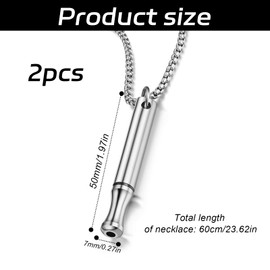 Dacatoow 2Pcs Breathing Necklace Set - Stainless Steel Meditation Necklace for Anxiety Relief & Mindfulness | Includes Pearl Chains (Rainbow + Silver) | Portable Stress Relief Tool