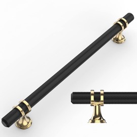 Amerdeco 10 Pack Knurled Matte Black Cabinet Pulls 7.5 Inch Hole Center Kitchen Cabinet Handles for Drawer Dresser, Cupboard and Wardrobe ZH0025