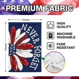 We Will Never Forget Memorial Garden Flag 12x18 inch Memorial Day Banner Garden Yard Lawn Outdoor Sign Decor(911 Flag)