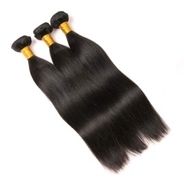 Real Hair Wefts for Sewing Straight Human Hair Bundles Brazilian Hair Weave Hair Bundles Straight Bundles Weave Human Hair Bundles Sew In Bundles Human Hair for Woman 18 20 22 Inches