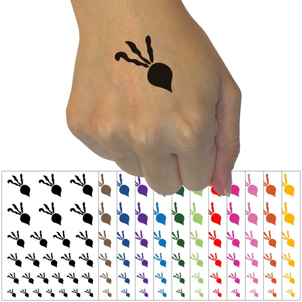 Radish Vegetable Vegetarian Doodle Temporary Tattoo Water Resistant Fake Body