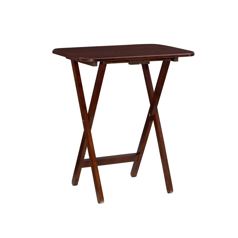 Pemberly Row Transitional Solid Wood Tray Tables in Dark Cherry