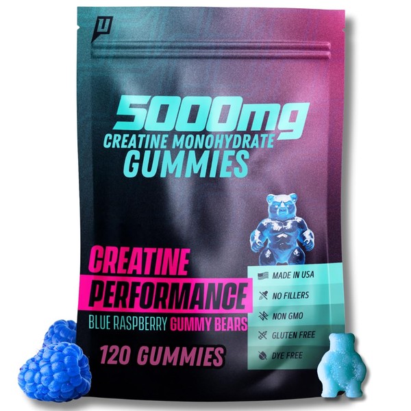 Creatine Monohydrate Gummies, 5g Creatine 30 Servings, Fast Absorbing for