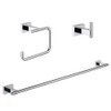 Grohe Essentials Cube 3-in-1 Bathroom Accessory Set, Polished Chrome