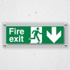 V Safety Fire Exit Arrow Down - 300 x 100