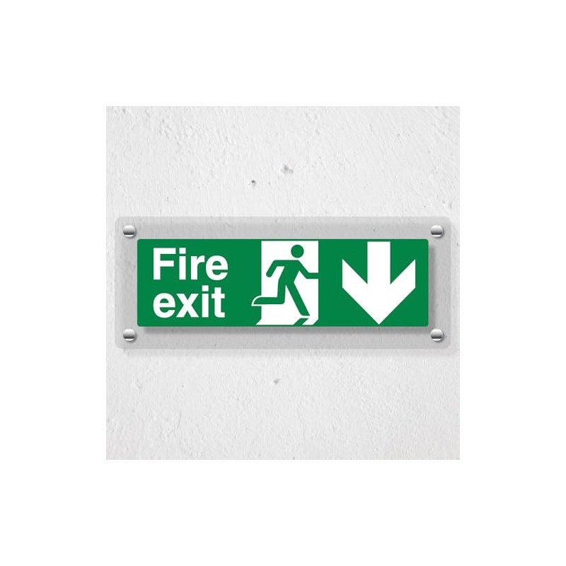 V Safety Fire Exit Arrow Down - 300 x 100