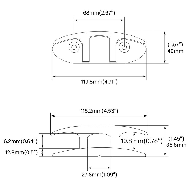 YUSOVE Boat Folding Cleat 4-1/2" 316 Stainless Steel Marine Flip