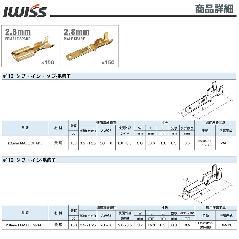 IWISS SN-48B + 380KIT Flat Terminal Sleeve 110 Type Female