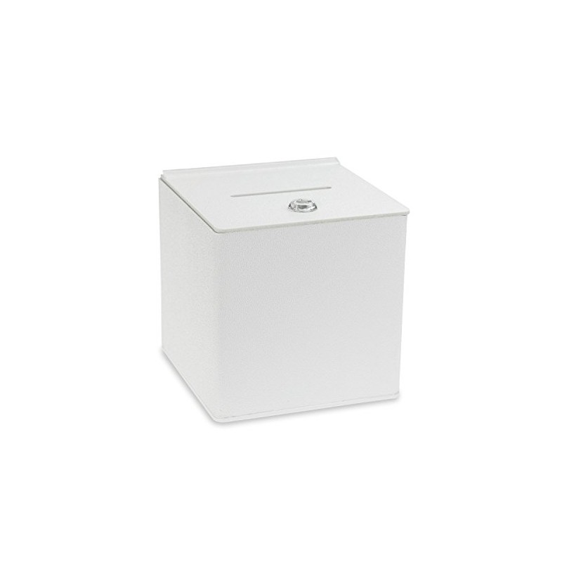 Source One White Cube Donation Box With Cam Lock Suggestion