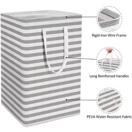 WISELIFE 3-Pack Laundry Hamper 75L Collapsible Large Laundry Baskets with Easy Carry Handles Freestanding Waterproof Clothes Hamper Storage Basket for Toys Clothes Organizer - 24.4" (H), Grey