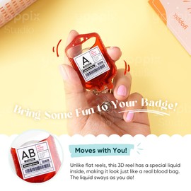 YOPPIX Liquid-Filled Blood Badge Reel, Shaker Retractable Badge Reel for Nurses, Doctors, Paramedics, Phlebotomists, Medical Workers, Office (Blood A)