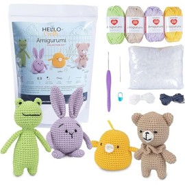 KNITTY CRITTERS - Pouch Pals - 4 Characters amigurumi Kits - Backyard