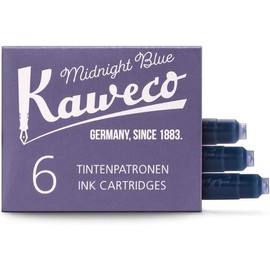 Kaweco Cartuchos de tinta para pluma estilográfica Azul Medianoche Paquete de 6 Tinta premium con cartuchos estándar cortos en azul Vegano, libre de crueldad, soluble en agua, para caligrafía y