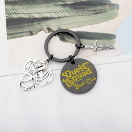 UJIMS FWing Merch Onyx Storm Quest Squad Keychain Dragon Rider Bookish Gift for Fans Fantasy Reader Gift (FWQSKeychain)