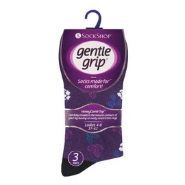 NEW: 6 Pairs Ladies Gentle Grip No Elastic Socks 4-8 uk, 37-42 eur (GG138)