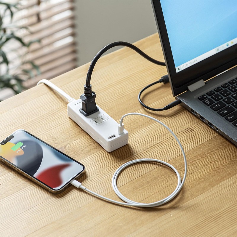 Sanwa Supply TAP-B101UC-2W Tap with USB Charging Function, Equipped with