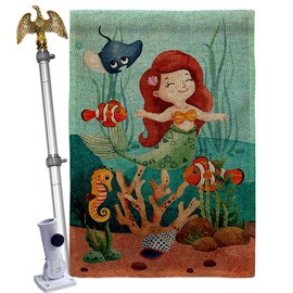 Breeze Decor Tropical Fishies Burlap House Flag Eagle Set Coastal Sea Creatures Nautical Ocean Fish Outdoor Summer Marine Decoration Banner Small Garden Yard Gift Double-Sided, Made in USA