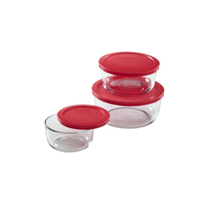 Pyrex Simply Store 6-Piece Round Glass Food Storage Set -