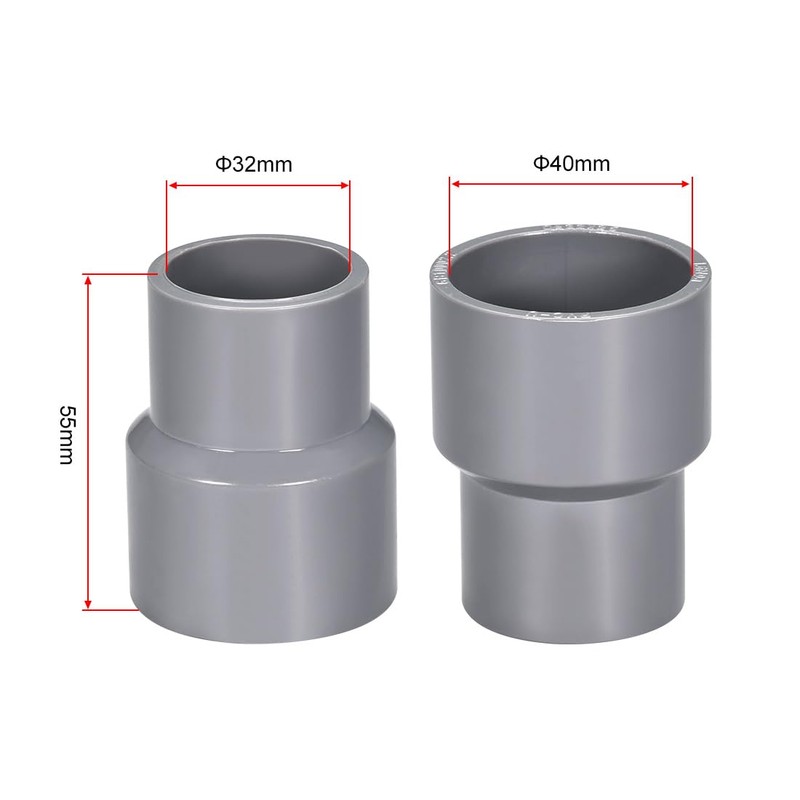 sourcing map PVC DWV Reducing Coupling Schedule 40 Gray 32mm