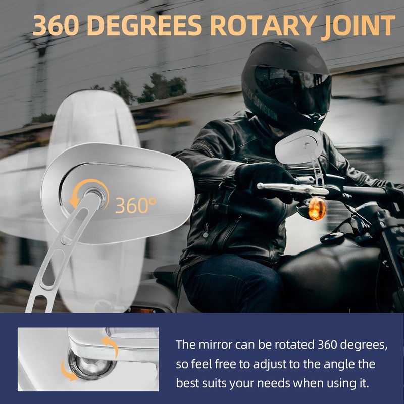 Motorcycle Mirrors,Chrome CNC Handlebar Mirrors for for 1982-2024 Harley Road