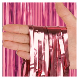 3 Pack 3.2 ft x 9.8 ft Pink Tinsel Curtain Party Backdrop Decorations, Metallic Foil Fringe Backdrop Door for Bachelorette Party Decorations,Pink Streamers,Pink Birthday Backdrop