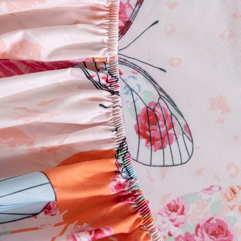 Damier Fitted Sheet, 200 x 200 cm, Butterfly Pattern Fitted