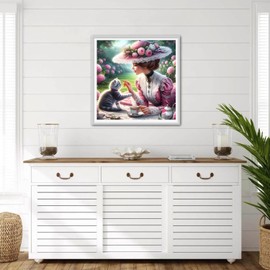 DPHERO DIY Retro-Prinzessin Diamant Painting Kits Bilder für Erwachsene Anfänger,5D Dame Diamond Painting Set,DIY Runde Steine Kätzchen Diamant Kunst Kits, Diamant Art für Zuhause Dekor 30x30 cm