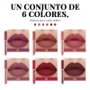 Set De 6 Labiales Handaiyan Lápiz Labial Color Rojo Mate