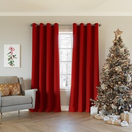 Sun Zero Nordic 2-Pack Theater Grade Noise Reducing Extreme 100% Blackout Grommet Curtain Panel Pair, 52" x 63", Red