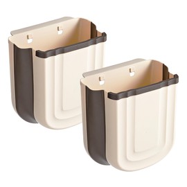 Aimkeoulee Small Foldable Hanging Kitchen Trash Can for Kitchen Counter， Plastic Waste Bin for Cabinet, Wall Mounted 2.4 Gallon Wastebasket for Kitchen, Bathroom, Bedroom