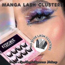 BERSHNOR Self-Stick Lash Clusters, Self-Adhesive Eyelashes, No Glue Eyelash Clusters, Comfortable & Lightweight Lash Extensions for Glam Eyes by