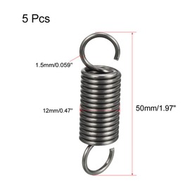sourcing map 5Pcs Extended Tension Spring Wire Dia 0.059", OD 0.47", Free Length 1.97" Stainless Steel Small Dual Hook Tension Springs for Production