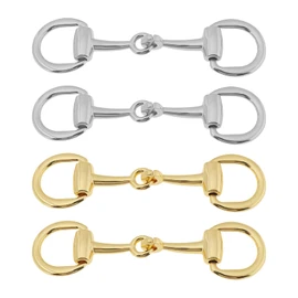 SING F LTD 4 Pcs Zinc Alloy Shoe Buckles Replacement 78mm Double Ring Fastener Charm for Loafer Leather Shoes DIY Repair Gold Silver (Large)