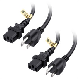 Cable Matters [UL Listed] 2-Pack 16 AWG 3 Prong Computer Power Cord - 10ft, 13A Monitor Power Cord Replacement, AC Cable, NEMA 5-15P to IEC C13, Black