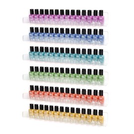 BTremary Acrylic Shelves Nail Polish Wall Mounted Holder Paint Organizer Storage Rack Clear 6 Pack Hanging Nail Polish Shelf Floating Wall Mount Hold up to 96 Bottles.