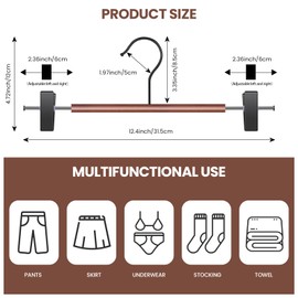 Jiang&Rong 20 Pack Wooden Pants Hangers with Clips, Non-Slip Clip Hangers for Closet, Trousers, Adjustable Metal Wooden Hangers with Clips for Skirt, Pants, Socks, Jeans (Brown)