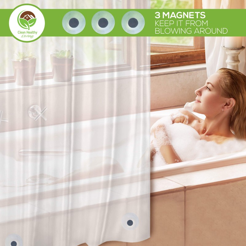 Clean Healthy Living Heavy Duty PEVA Frost Shower Curtain Liner