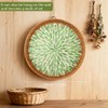 Handwoven Round Rattan Tray,Mother of Pearl Inlay Decorative Serving Tray