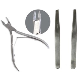 ToolUSA Premium 4" (10.2 cm) Nipper & Tweezer Set | Stainless Steel | For Professional & DIY Manicure, Pedicure | Angled & Straight Tweezers | Hygienic Sterilizable Tools