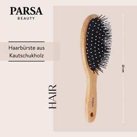 PARSA Beauty Eco Wooden Oval Large Hair Brush - Detangling Brush for All Hair Types & Lengths, Natural Wood Brush with Plastic Pins for Scalp Massage