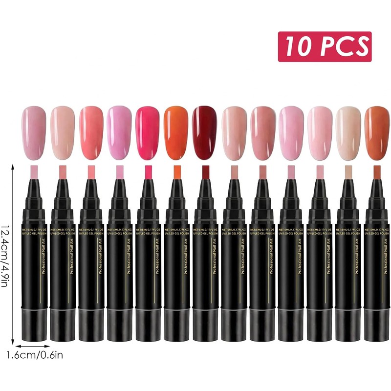 2 juegos de bolígrafos de esmalte uñas gel, 12 colores,