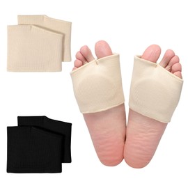 4 Pairs of Metatarsal Pads for Women and Men,Ball of Foot Cushions for Women with Gel Pads,Metatarsal Foot Pads for Calluses Blisters,Mortons,Sesamoiditis,Neuroma Insert(Beige+Black)