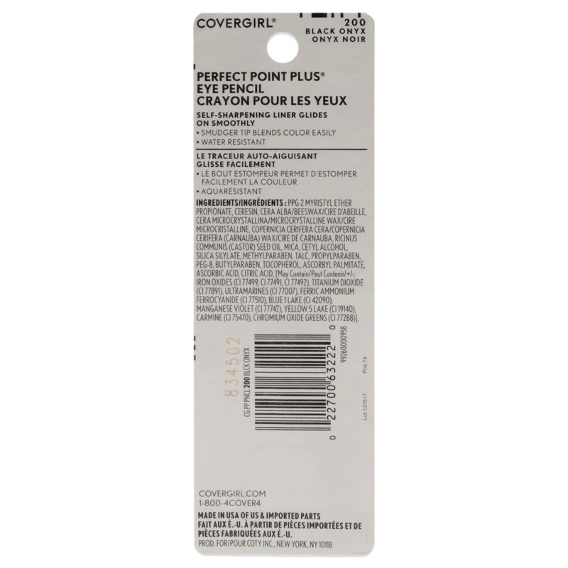 COVERGIRL Perfect Point Plus Eyeliner Pencil, Black Onyx Pack of