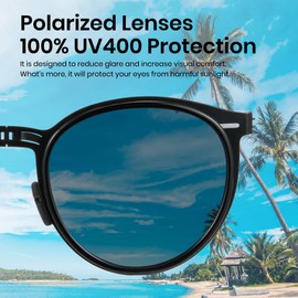 Cyxus P1568 Folding Sunglasses, Polarized Lenses, UV Protection, Small Face Effect, Ultra Lightweight, For Fishing, Driving, Climbing, Sports, Fashionable, Black