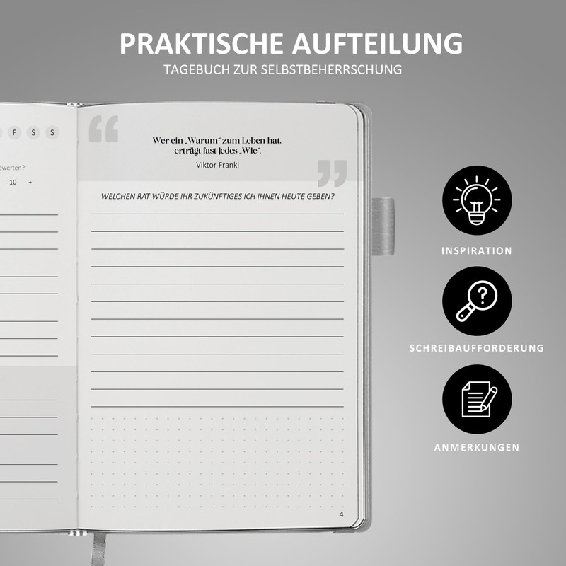 BIROYAL Self-Mastery Journal for Men, Grey Triangle